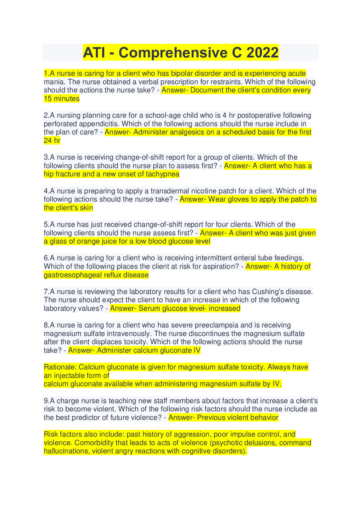 Preview image of ATI - Comprehensive C 2022 document